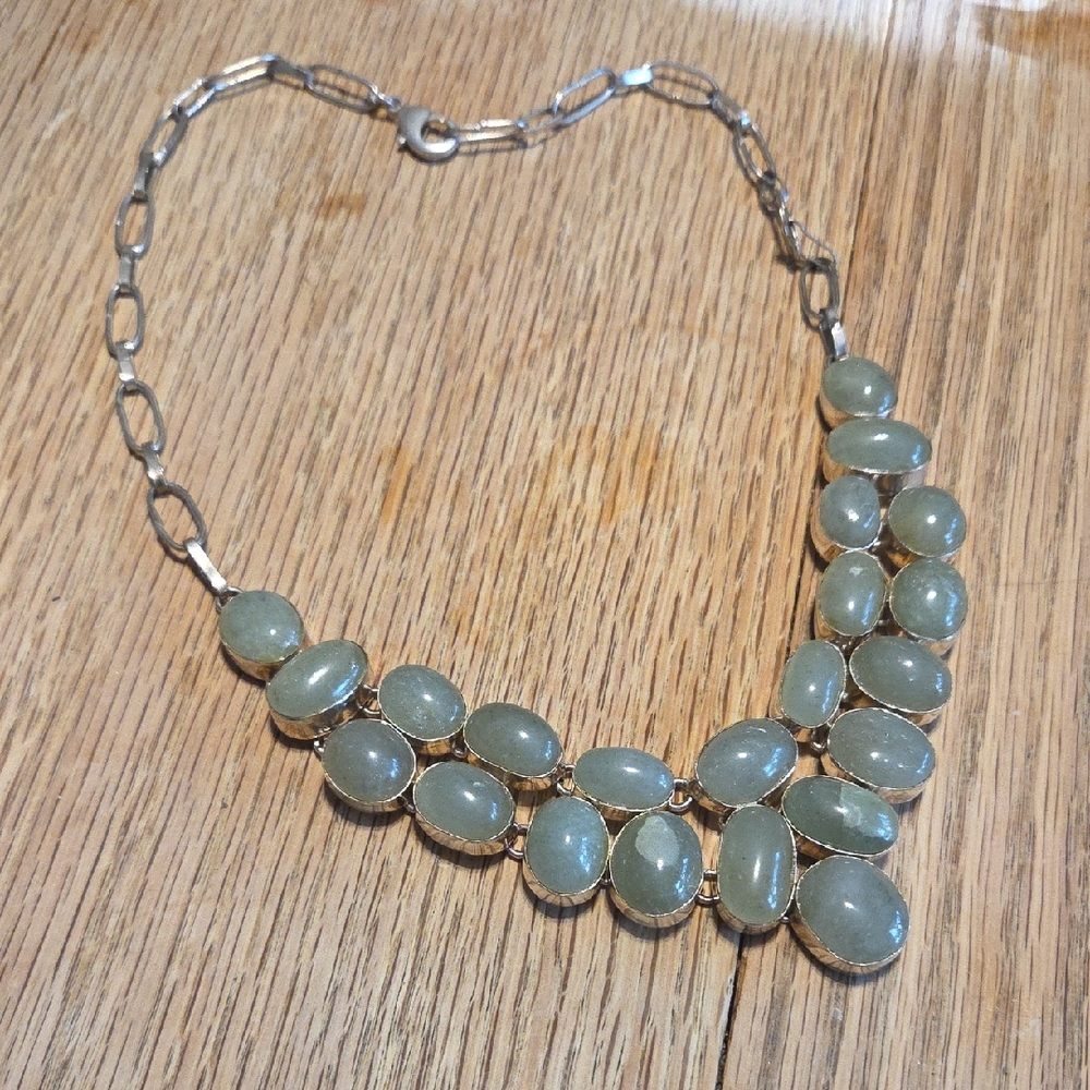 Silver Plate Jade Collar Necklace